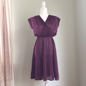 Vintage Metallic Magenta Faux Wrap Top Dress